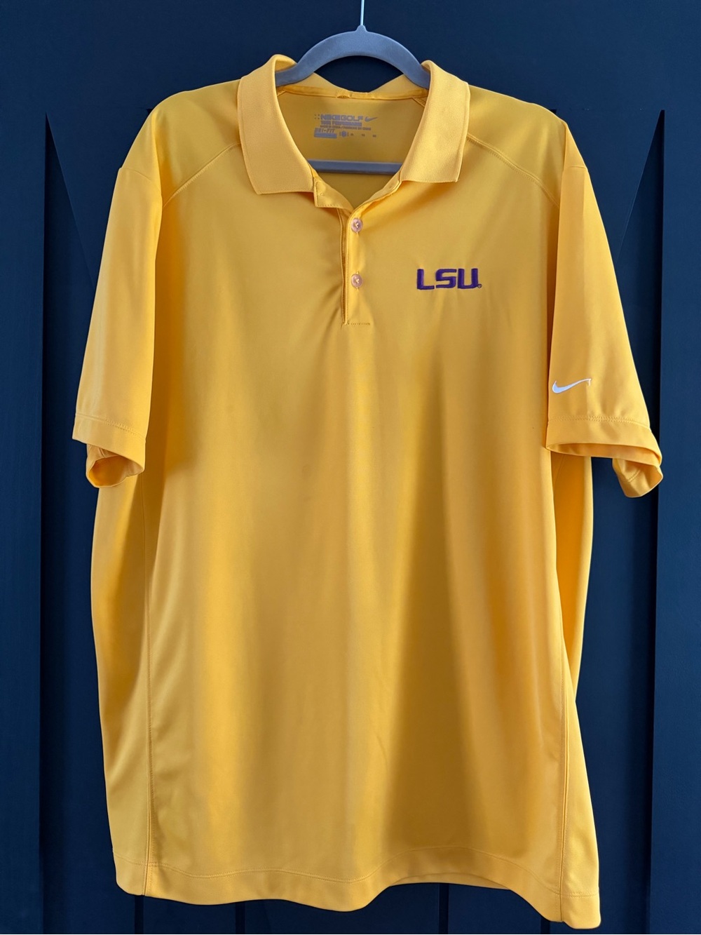 Nike Yellow LSU Embroidered Performance Polo Dri-Fit